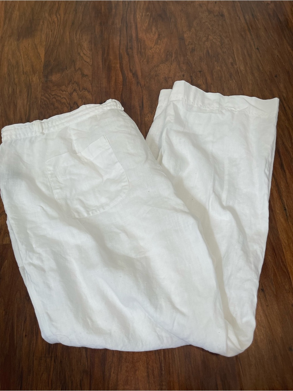 Lauren Ralph Lauren Linen Pants 18W white 100% Linen GUC wide‑leg drawstring